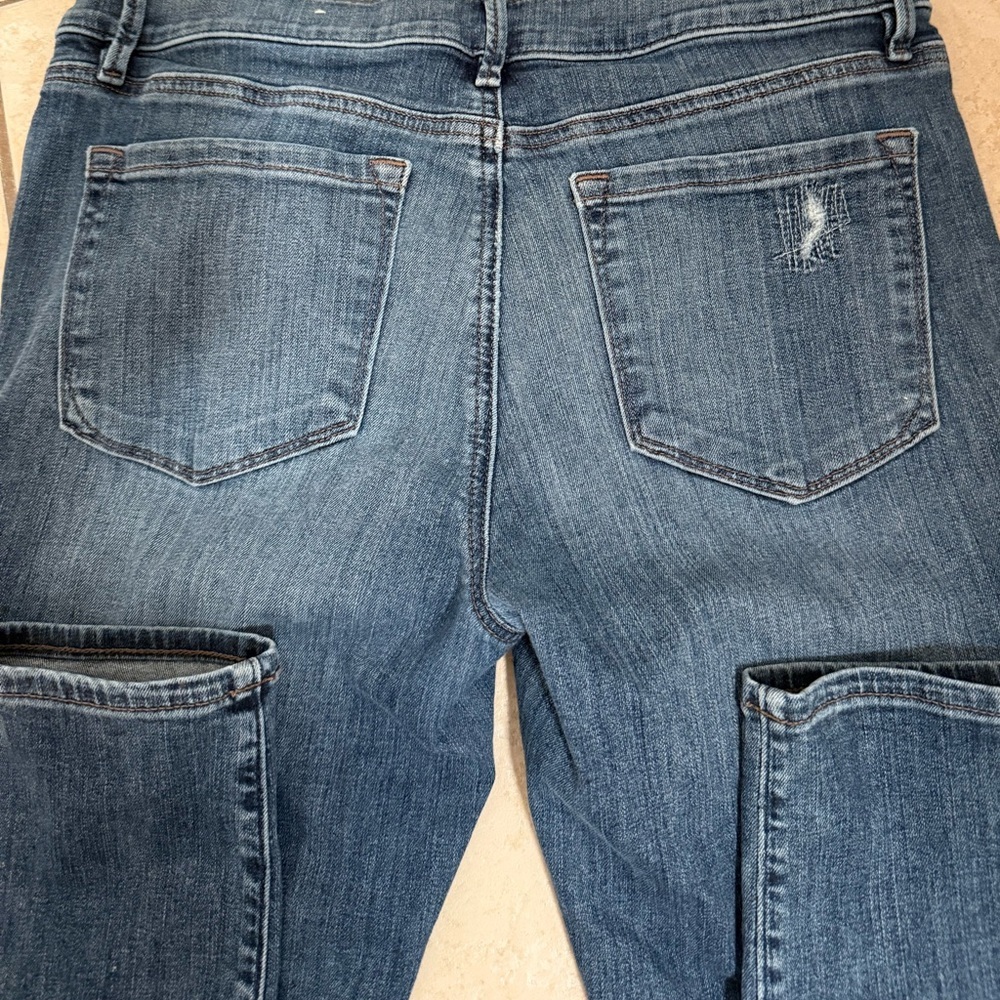 LOFT Modern Skinny Jeans Distressed Medium Wash Stretch Denim Size 12 / 31 - Picture 8 of 10